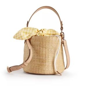 LC Lauren Conrad Straw Bucket Bag